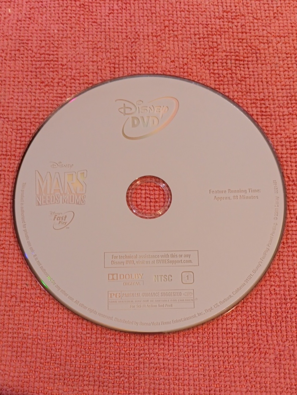 2/$8 Disney Mars Needs Moms DVD *NO CASE*